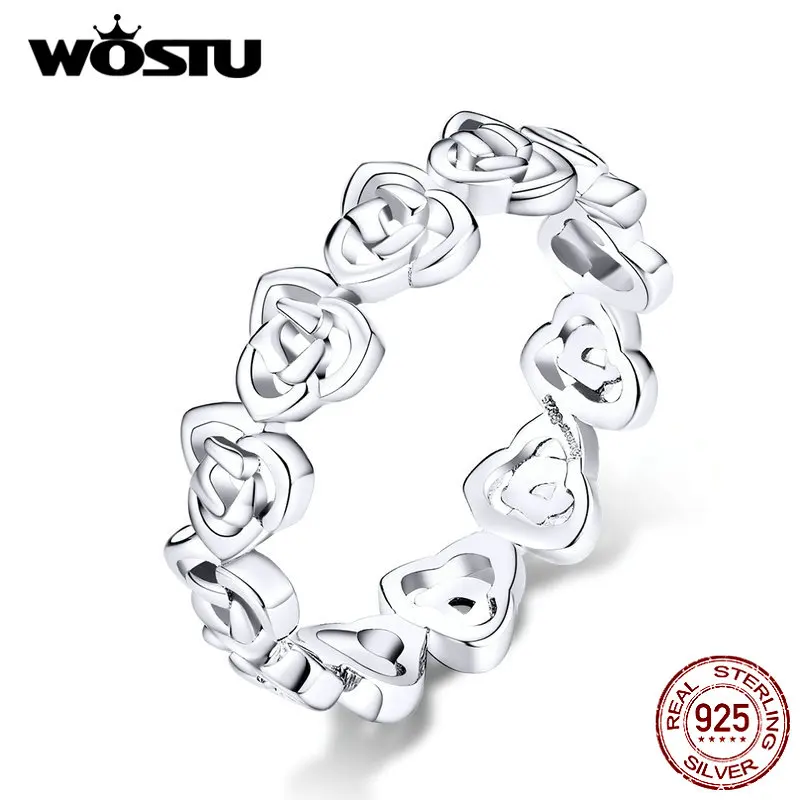 WOSTU 100% Стерлинговое Серебро 925 пробы цветок розы цветение обручальное кольцо