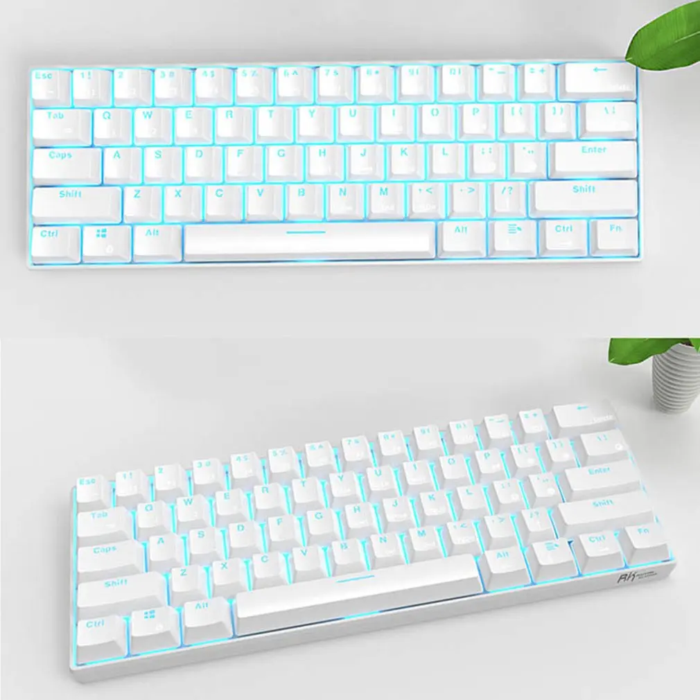 

RK61 Wired Bluetooth-compatible Keyboard Dual Mode 60% Golden/ Ice Blue Backlit 61 Key Portable Mechanical Gaming Keyboard