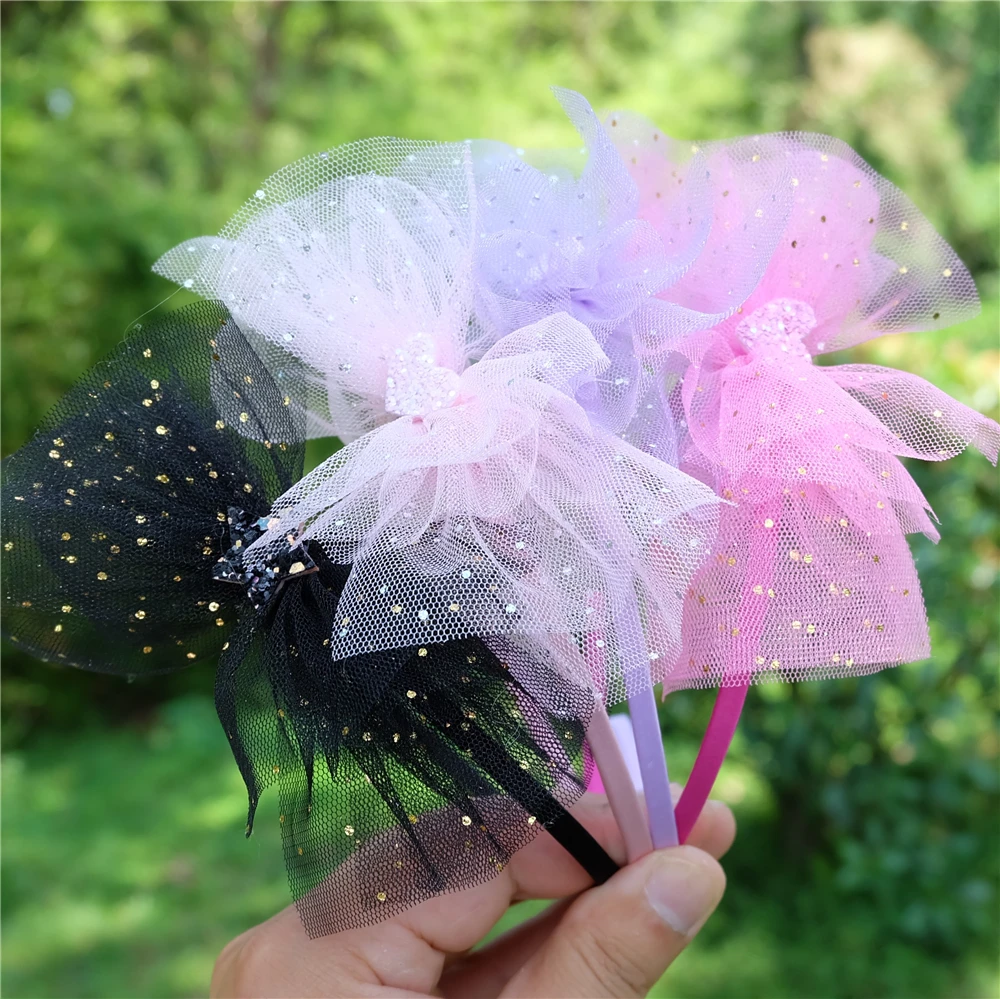 

Girl's Shiny Bow Headband Children's Cute Hair Accessories Colorful Yarn Hair Hoop Princess Hairband Students' Fashion Headwear