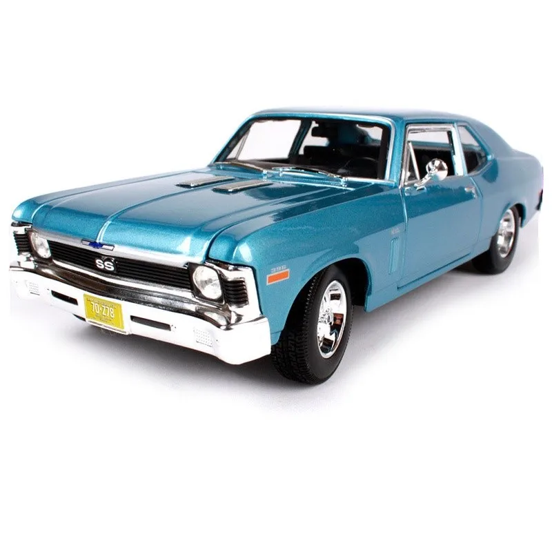 Небесно-голубой Горячая 1:18 c-hevrolet 1970 NovaSS классическая модель из сплава автомобиля, коллекция и подарочная модель украшения - Цвет: Небесно-голубой