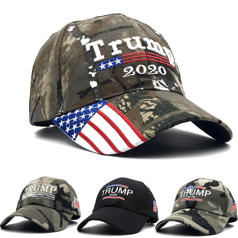 

Men's Baseball Cap Trump 2020 US Presidential Election Camouflage Embroidered Cap Outdoor Sports Sunscreen Cap