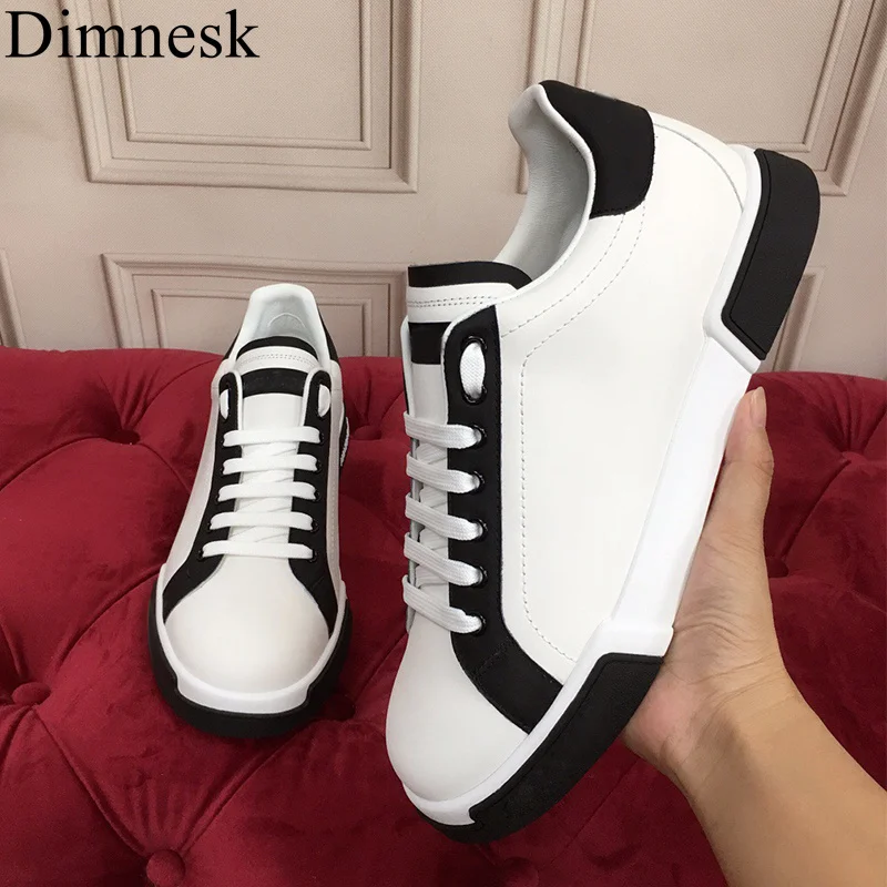 

2021 Spring Autumn Flat Casual Shoes Women Genuine Leather Mixed Color Lovers Small White Shoes Lace Up Platform Sneakers Unisex