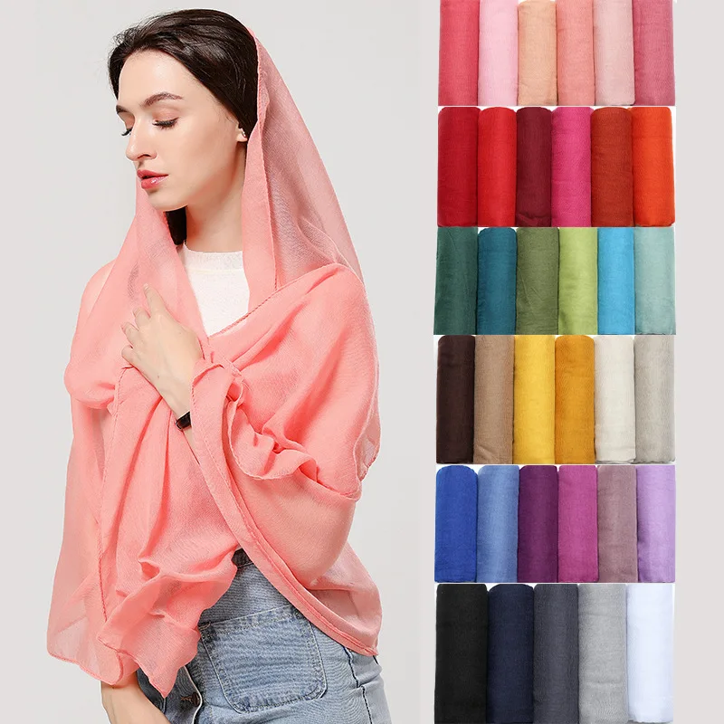 

180x80cm Fashion Women Solid Chiffon Headscarf Instant Hijab Scarf Muslim Shawl Islamic Hijabs Arab Wrap Head Scarves Kerchief