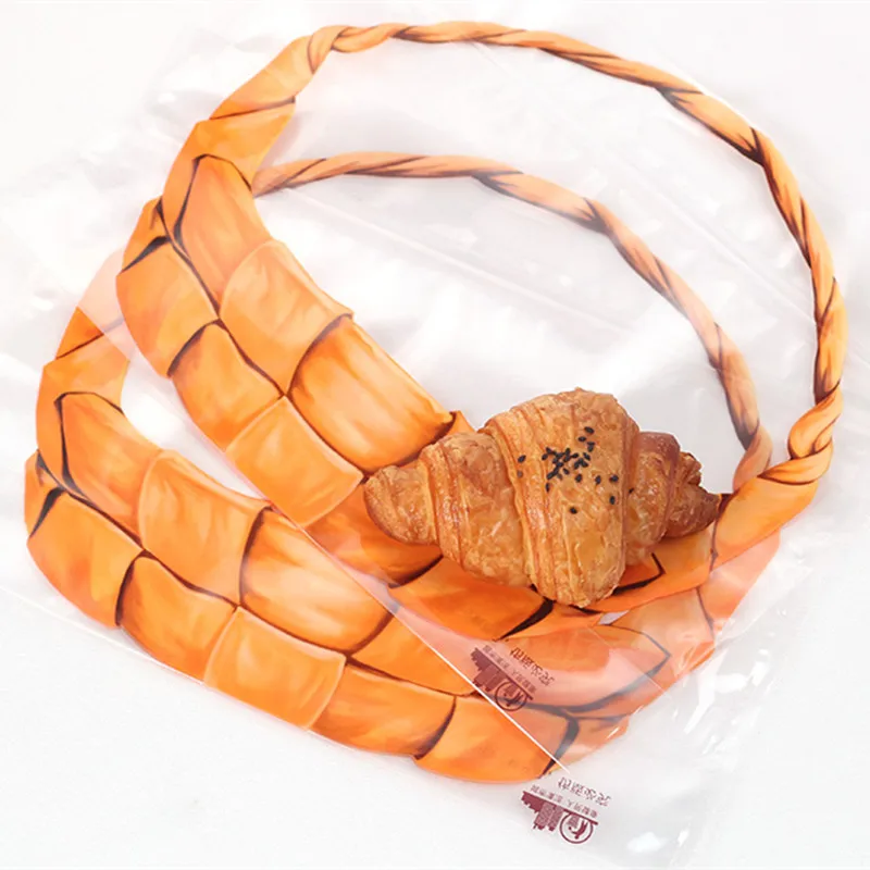 

50pcs Net red transparent portable basket pattern self-sealing zipper bag baking packaging bread biscuits candy gift plastic bag