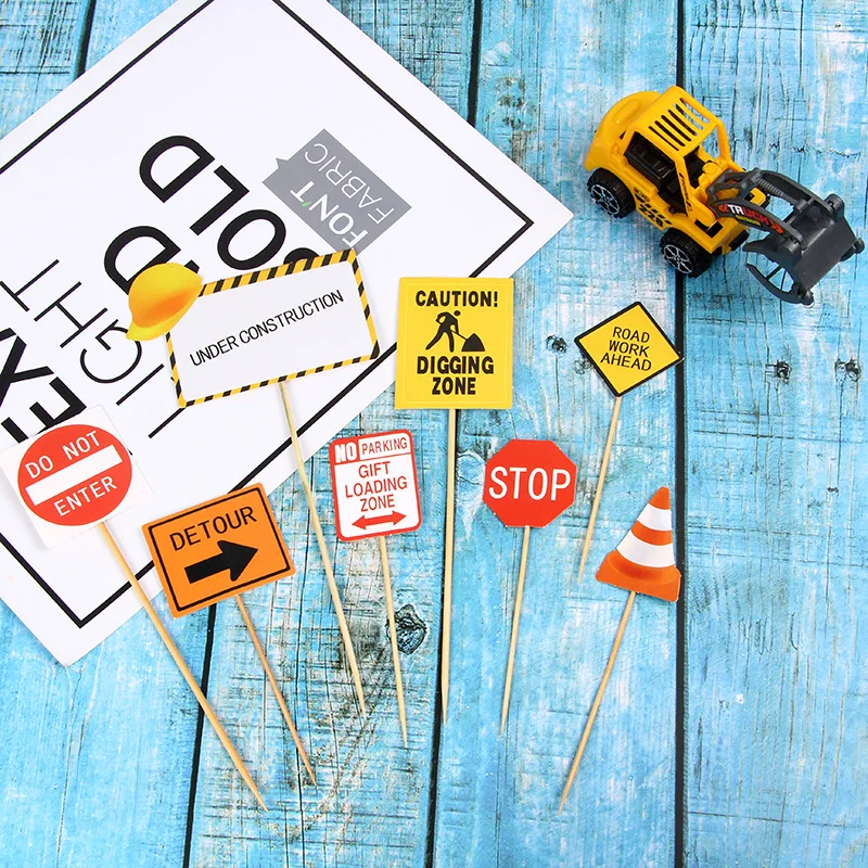 Экскаватор торта топперы DIY дорожный знак кекс Топпер бульдозер рандомный