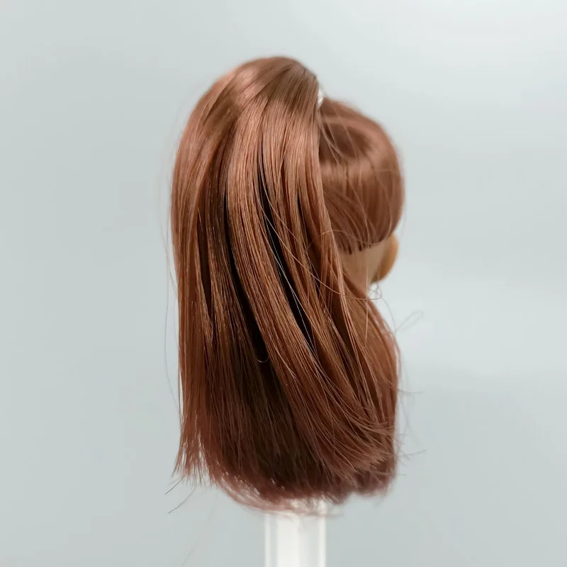Пластиковая голова для куклы из коричневых волос черная кожа 1/6 BJD практики