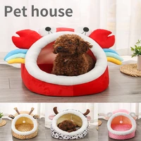 1pc winter thick cat house dog bed for puppy warm sleep kennel removable semi enclosed dog house portable pet dog accessories