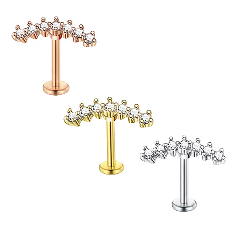 

1PC CZ Flower Stud Earrings for Women Cute Piercing Earrings Ear Bone Ear Piercing Puncture Cartilage Labret Lip Jewelry