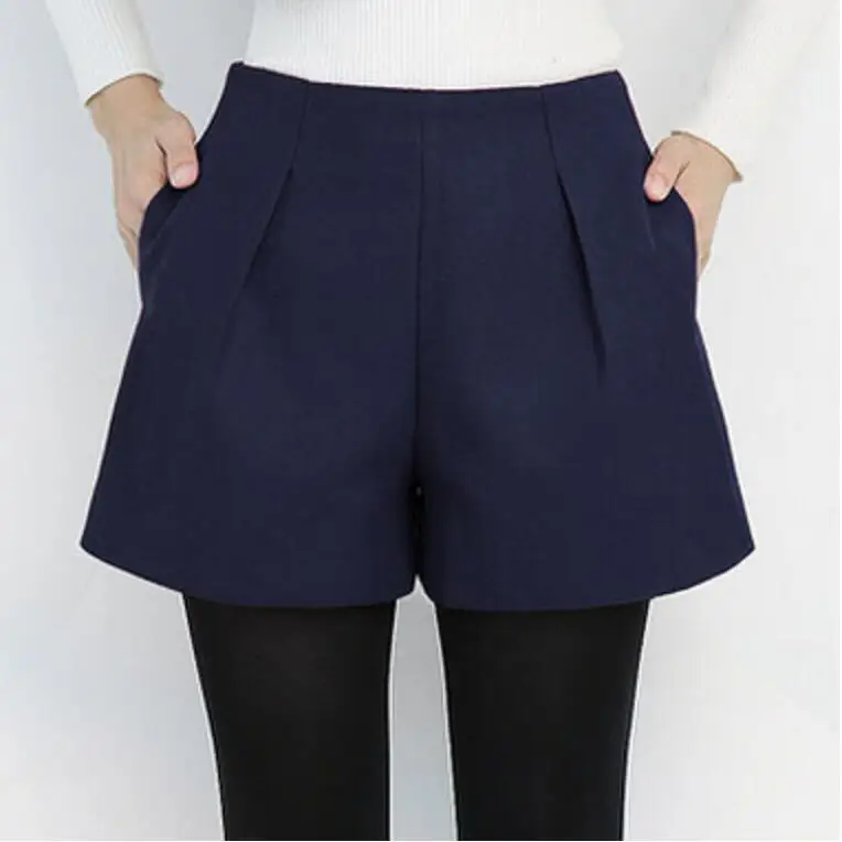 Navy Blue Новинка года; женские повседневные шорты; сезон осень-зима; шерстяные шорты с высокой талией; большие размеры; женские джинсовые шорты с вырезами; S387 - Цвет: Navy Blue