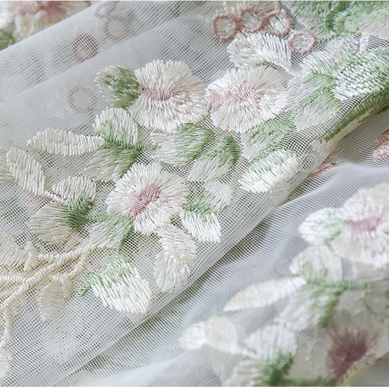 

Nordic Embroidered Window Screen Sheer Curtains for Living Room Bedroom Sheer Gauze Yarn Curtain for Kitchen Customized