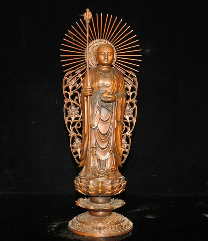 Свадебное украшение Тибетский буддизм Boxwood Jizo Ksitigarbha Bodhisattva Тан статуя монаха