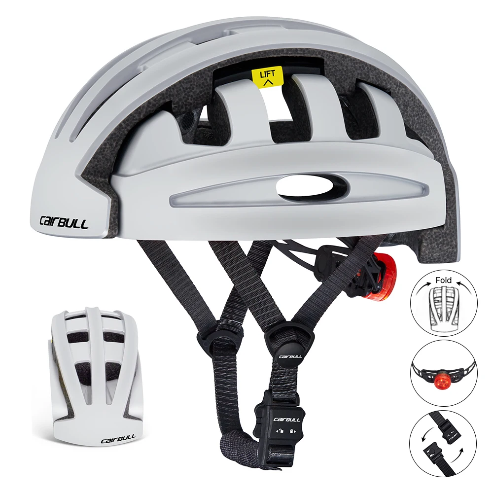 

Men Women Mountain Riding Bike Helmet Folding Integrally-molded Helmet Breathable Tail Light Bicycle Cycling Helmet 55-59cm