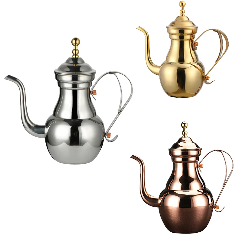 

1L Stainless Steel Narrow Teapot Hotel Long-Mouthed Teapot Tea Kettle With Filter Mesh Coffee Pots