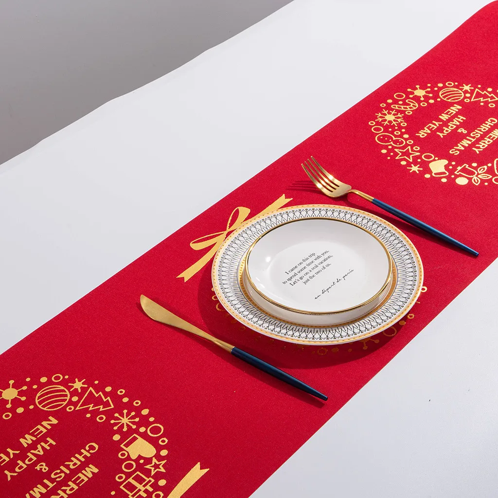 Рождественский подарок снежинка снеговик настольная дорожка Счастливого