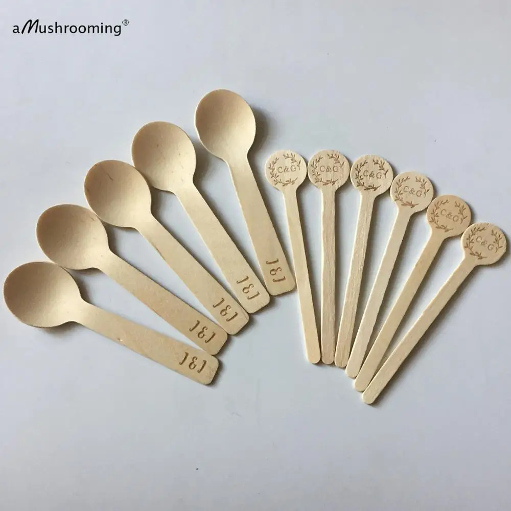 X100 пользовательские деревянные ложки/совок столовые приборы набор десертные