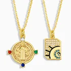 Ожерелье FLOLA с позолоченными бусинами Девы Марии для женщин, ожерелье с кулоном сглаза с фианитами, защитные ювелирные изделия, губная Мария nkeu63