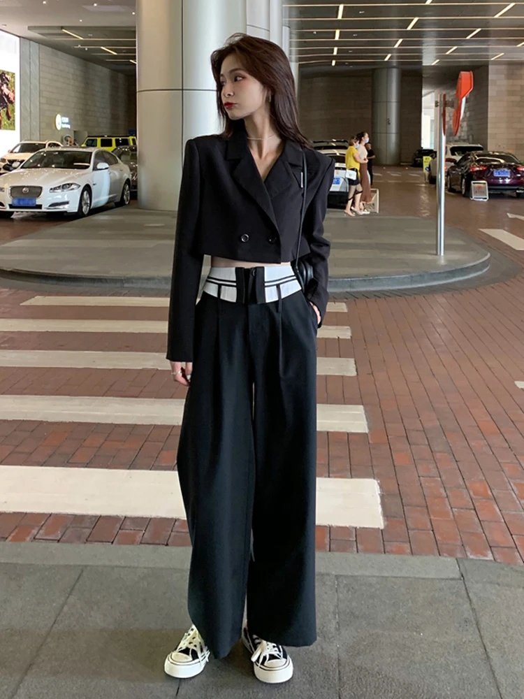 Костюм женский короткий с длинным рукавом пиджак модный дизайнерский костюм из