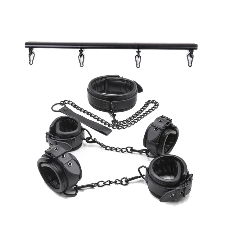 

Slave Leather Sex Toys Kits BDSM Bondage Set Restraints Collars Ankle Cuff Handcuffs Spreader Bar Set For Couples Women Adults