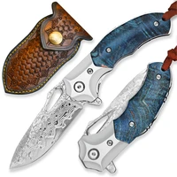 high quality folding knife damascus vg10 steel self defense pocket knife outdoor hunting self defense cutting blade edc tool