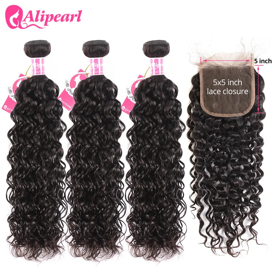 UNice Hair Kysiss Series Malaysian Water Wave Virgin Human Hair Extension 8-26inch 3 PCS Bundles with Closure Free Part
