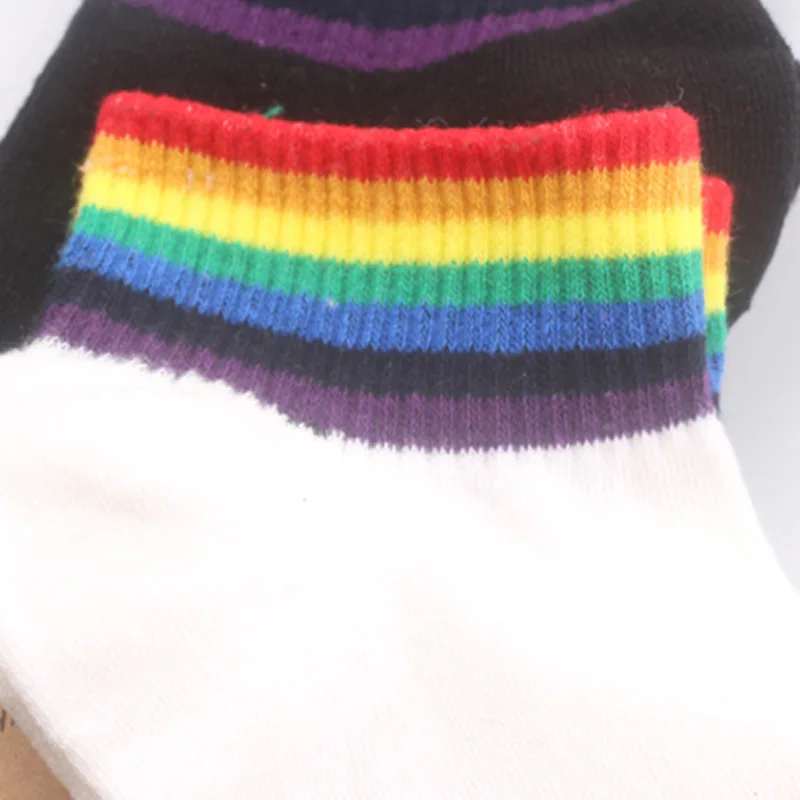 Радужные женские короткие носки цветные узорчатые до щиколотки милые хлопковые