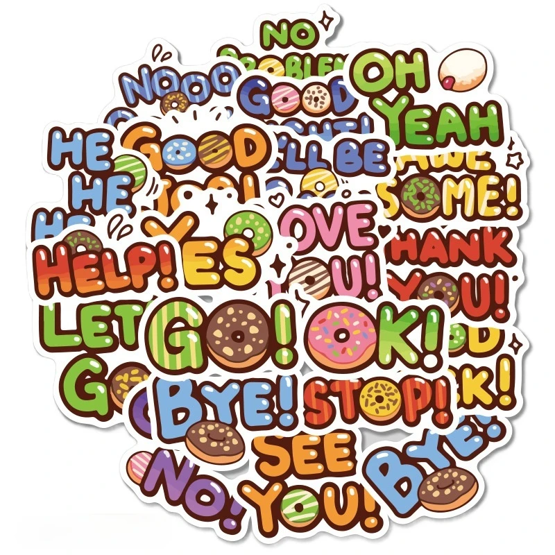 

40PCs English Words Stickers Waterproof Creative Hand Account Children Learning Water Cup Notepad Stationery Stickers Toys