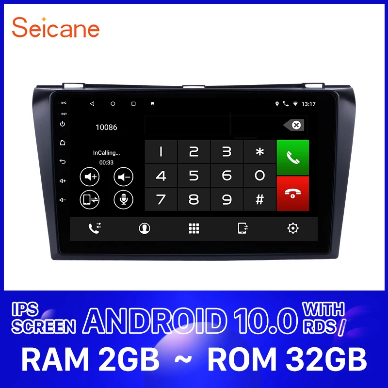 Автомагнитола Seicane мультимедийный проигрыватель на Android 10 0 9 дюймов GPS для Mazda 3 2004