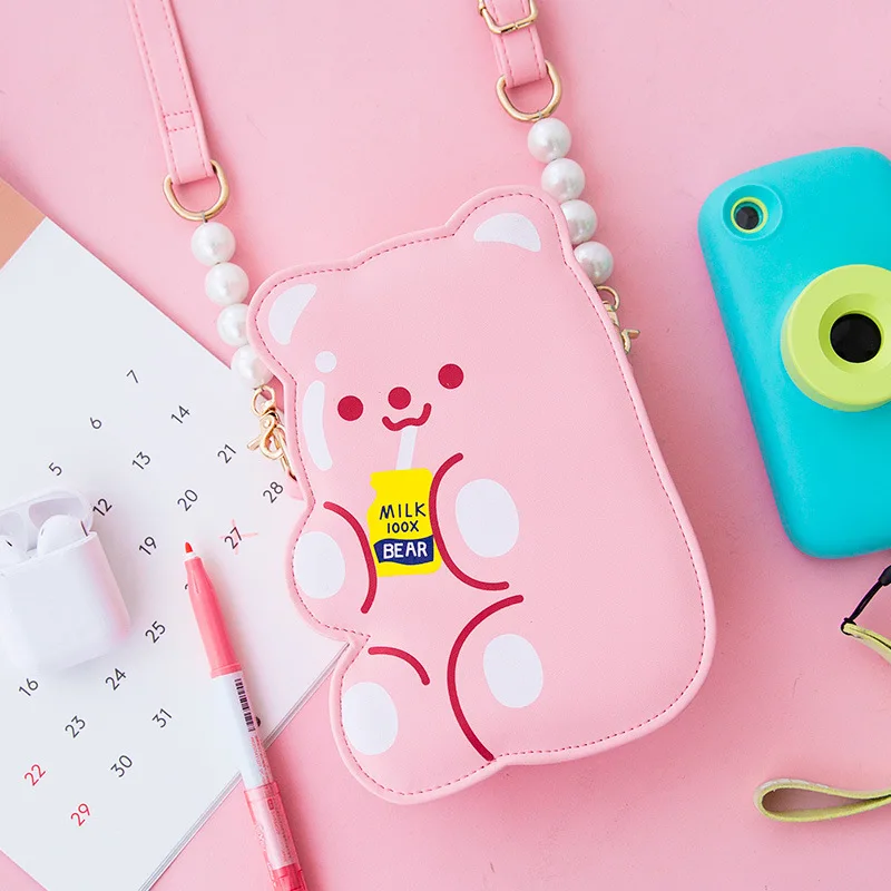 Bentoy модные жемчужные ПУ сумки через плечо мультфильм Медведь телефон сумка для