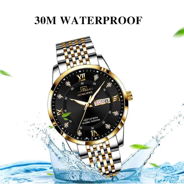 POEDAGAR Men Watch Stainless Steel Top Quailty Luxury Push Button Hidden Clasp Waterproof Luminous Date Week Sport Wrist Watches 4
