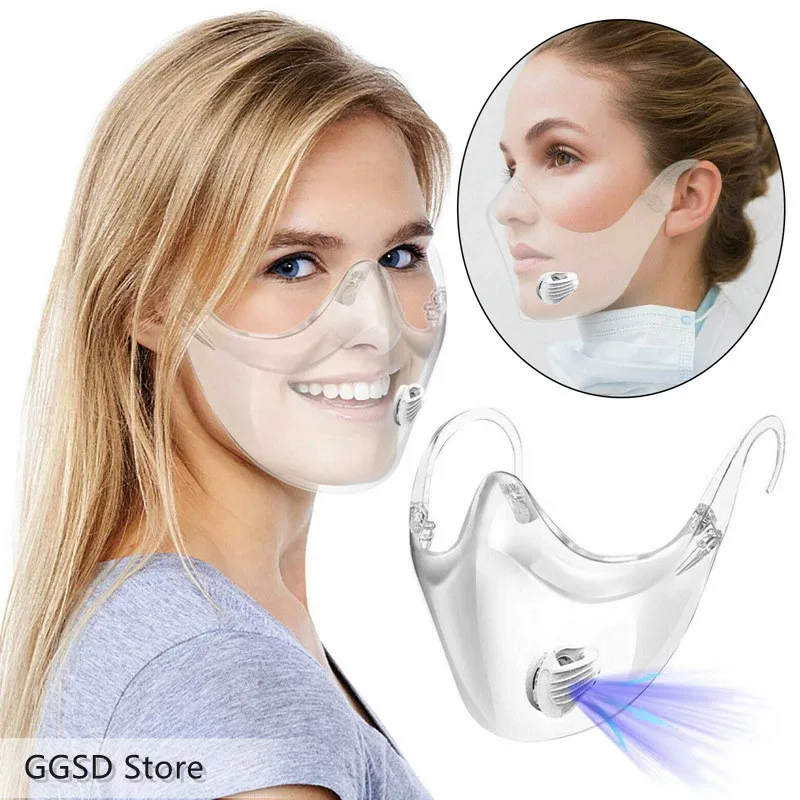 Protective Mask Anti-PM2.5 Reusable Cycling Face Cover Shield Anti-Fog Oil Plastic Transparent Mouth Kitchen Tools | Дом и сад