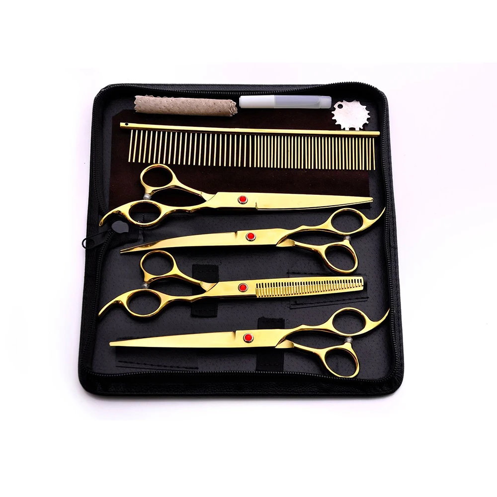 

7 Inch Barber Cutting Styling Tool Hair Scissors Stainless Steel Pet Grooming Kit Hairdressing Pets Thinning Scissors 2/7pcs