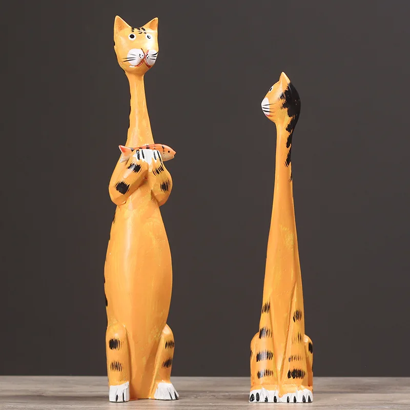 2 шт. креативные скандинавские деревянные модели кошек украшения для дома резьба