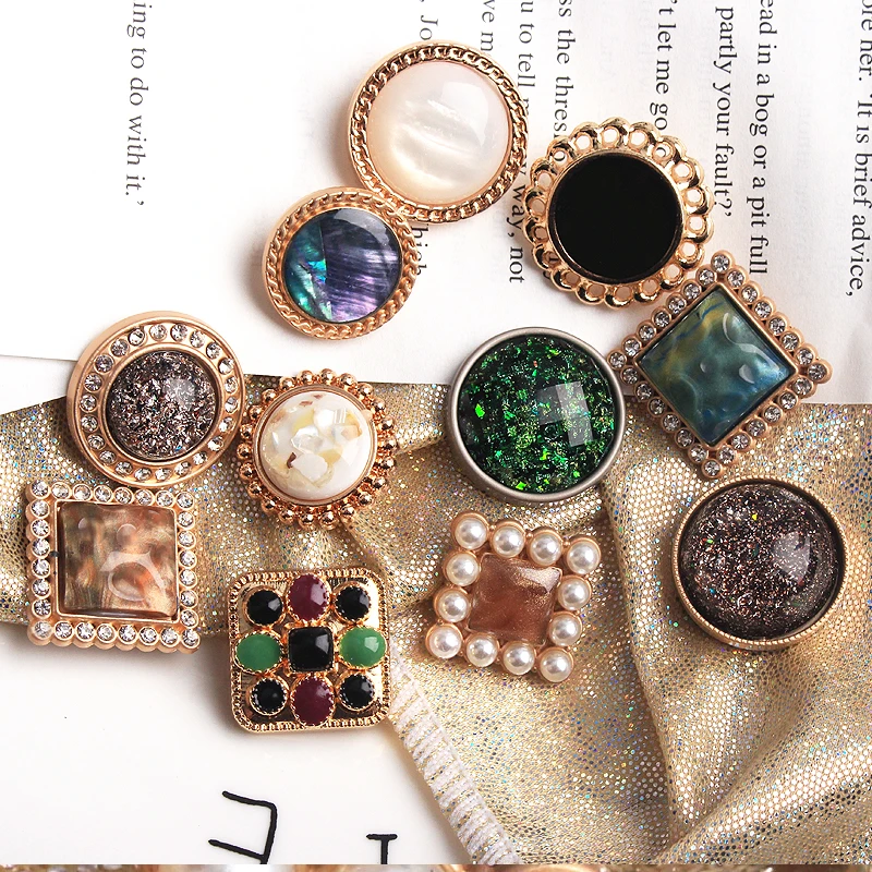 Круглые классические металлические пуговицы с кристаллами 5 шт./лот для