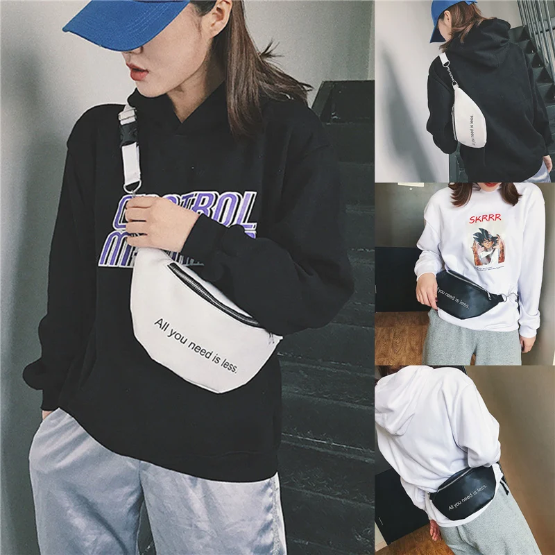 

Women Faux Leather Fanny Pack Lightweight Letter Print Waist Pack Crosbody Bag with Adjustable Strap