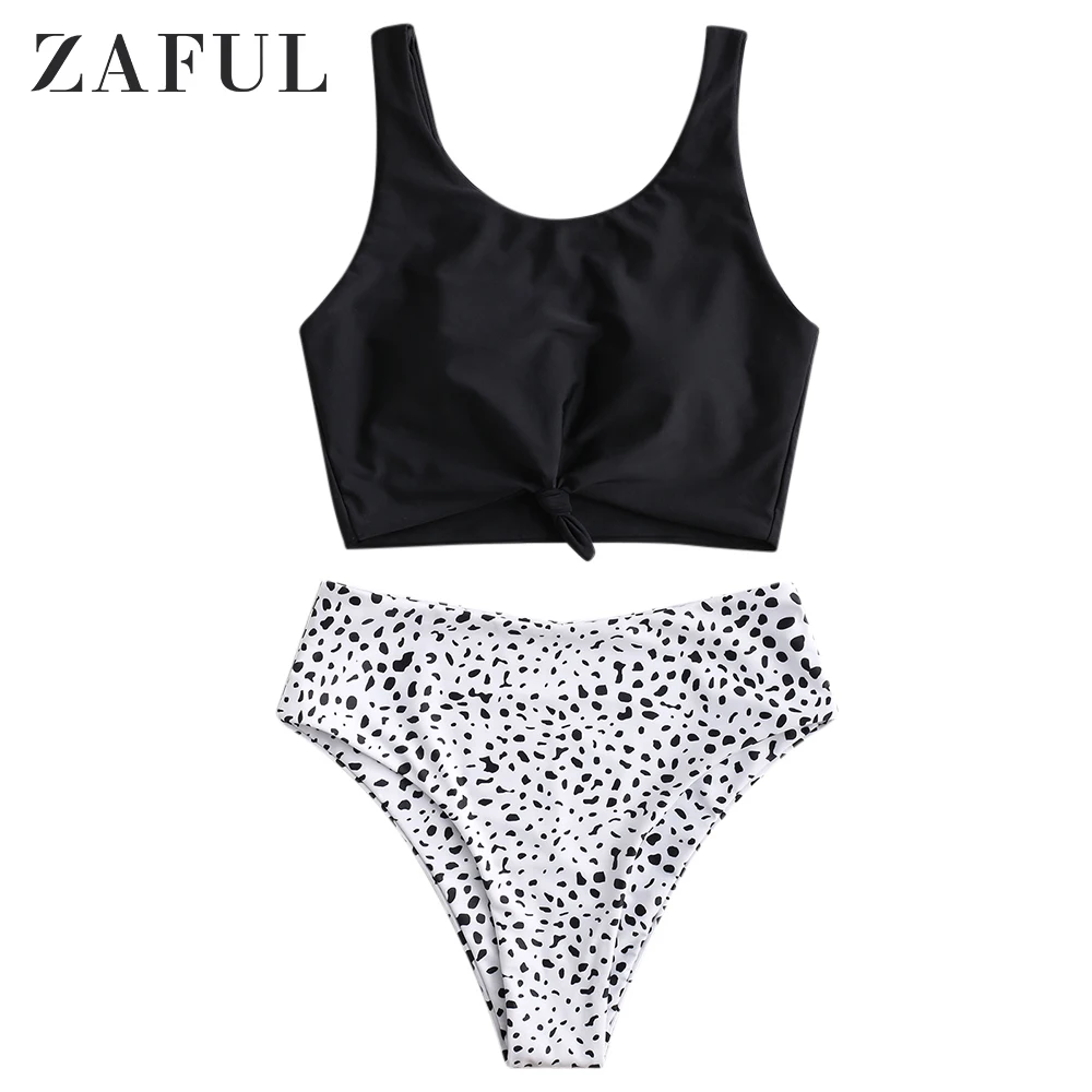 Купальник танкини женский с завышенной талией и леопардовым принтом|Купальники|