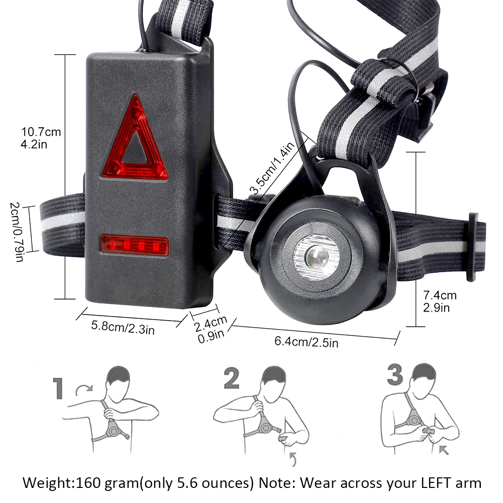 

Outdoor Sport LED Night Running Light USB Rechargeable Chest Lamp Jogging Warning Light Cycling Torch Night Running Flashight