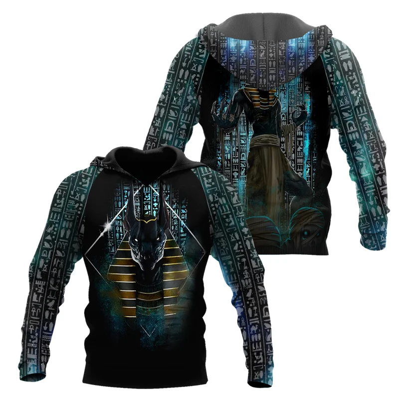 

Модная мужская толстовка с капюшоном «Бог Египта»-Анубис с 3D принтом Осенняя толстовка на молнии унисекс Уличная Повседневная Толстовка Сп...