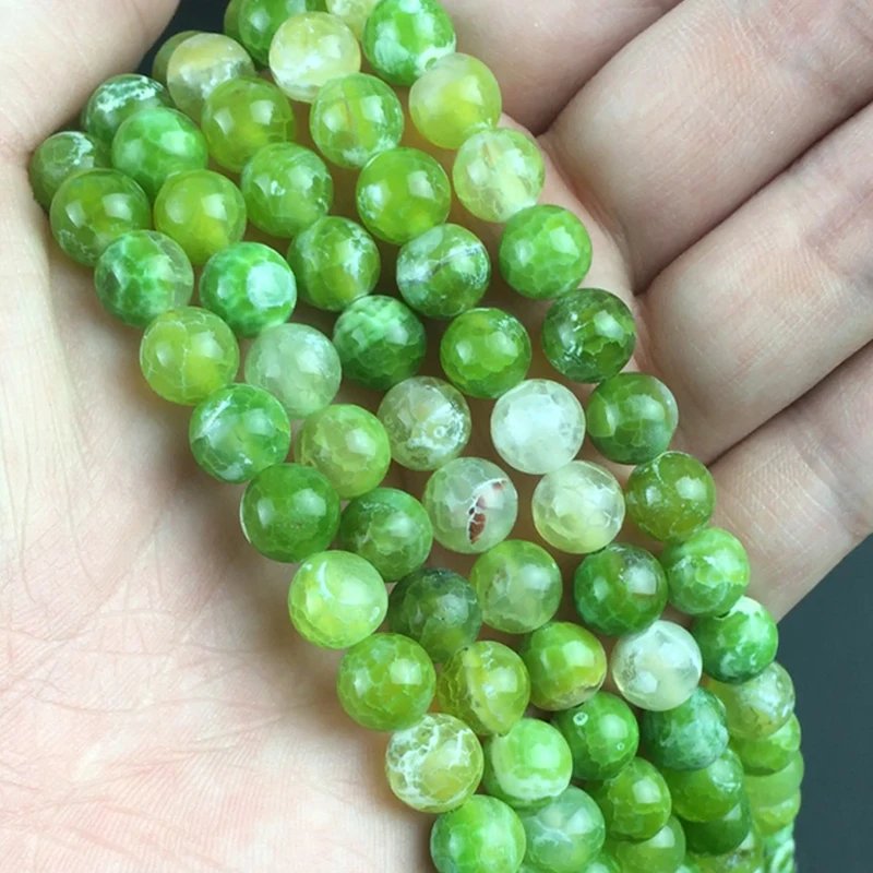 Натуральный камень зеленый дракон вены огня Агаты круглые бусины россыпью