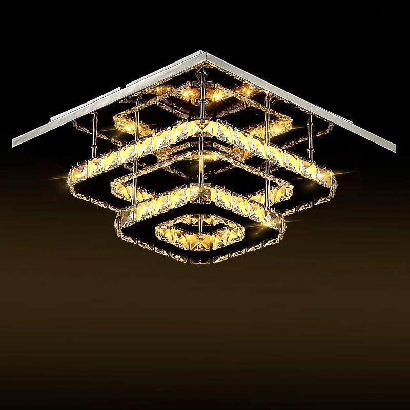 

modern crystal led ceiling lights bedroom living room plafond lamp lampen kristal design light fixtures Lustre Luminarias