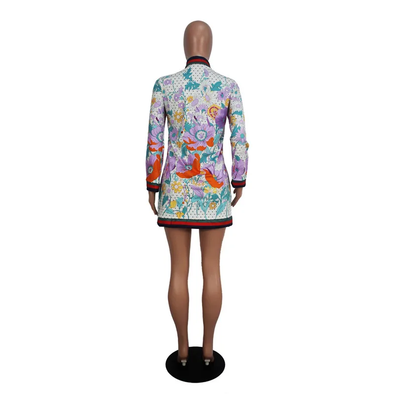 Женский тонкий кардиган с длинным рукавом однобортная рубашка цветочным принтом