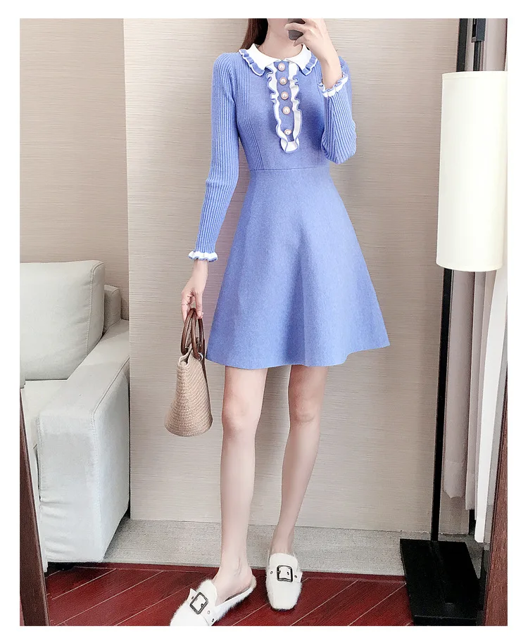 

Женский вязаный свитер, черное платье на осень и зиму, длинная Стильная Женская Базовая юбка-свитер с высокой талией