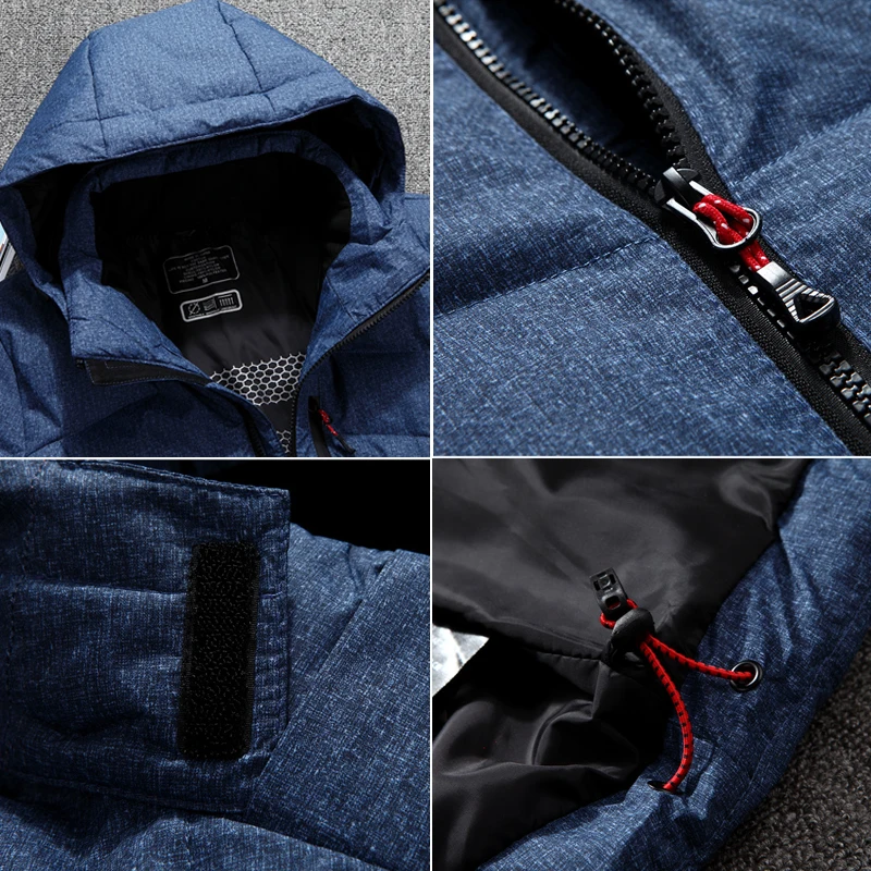 Пуховая парка Holyrising Мужская толстая зимняя куртка пальто на белом утином пуху