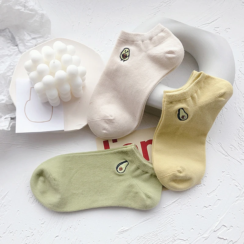 

Short Socks Women Shallow Mouth Korea Japanese Cute Ins Tide Avocado Green Pure Summer Cotton Spring and Autumn Thin Crew Socks