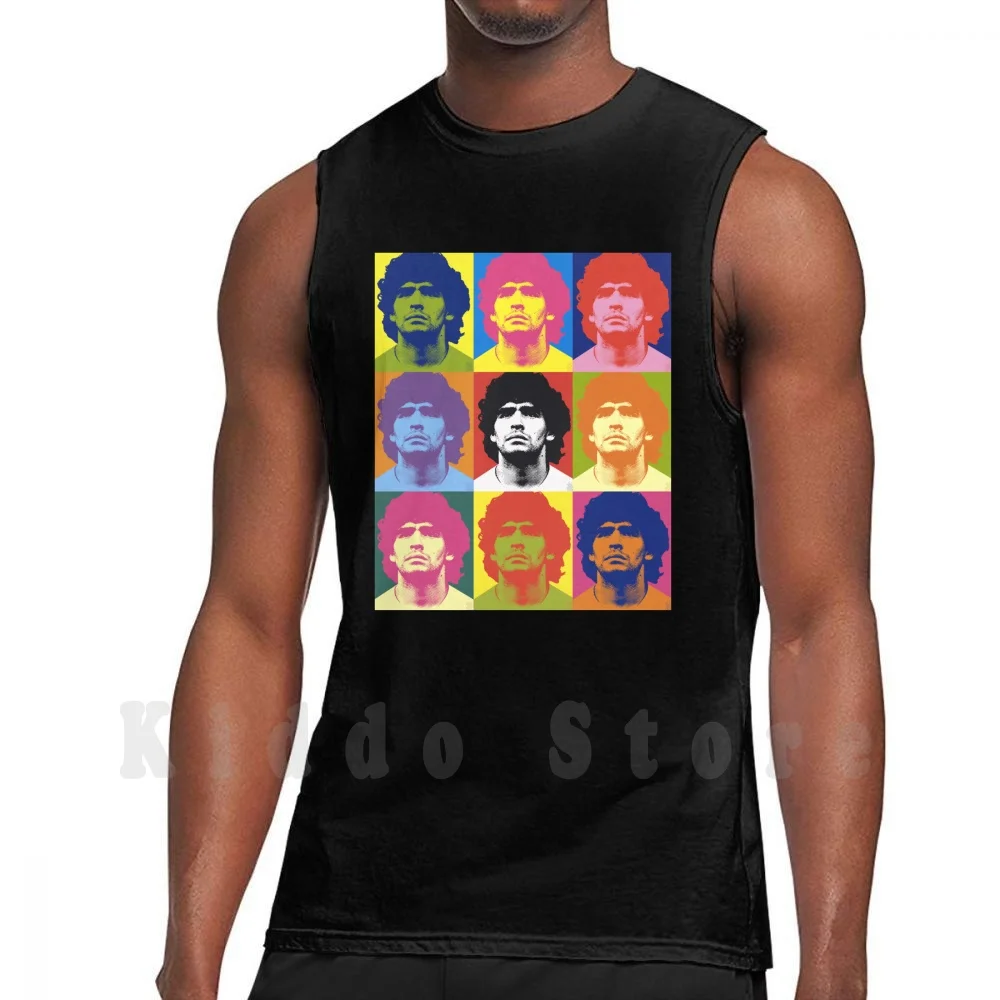 

Warhol Maradona Tank Tops Vest 100% Cotton Diego Maradona Warhol Pop Art Argentina Napoli Football Maestro Soccer
