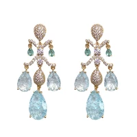 2022 trend long tassel water drop earrings women luxury jewelry cubic zirconia eardrop designer brand wedding dangle