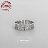 women ring real 925 sterling silver classical hollow lace flower white crystal wedding ring for women luxury jewelry accessories