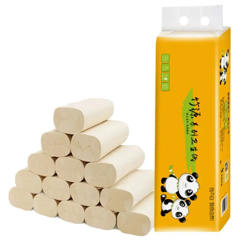 

12 Rolls Bamboo Pulp Toilet Paper Towels 4-Ply Thicken Biodegradable Bath Tissue GXMC