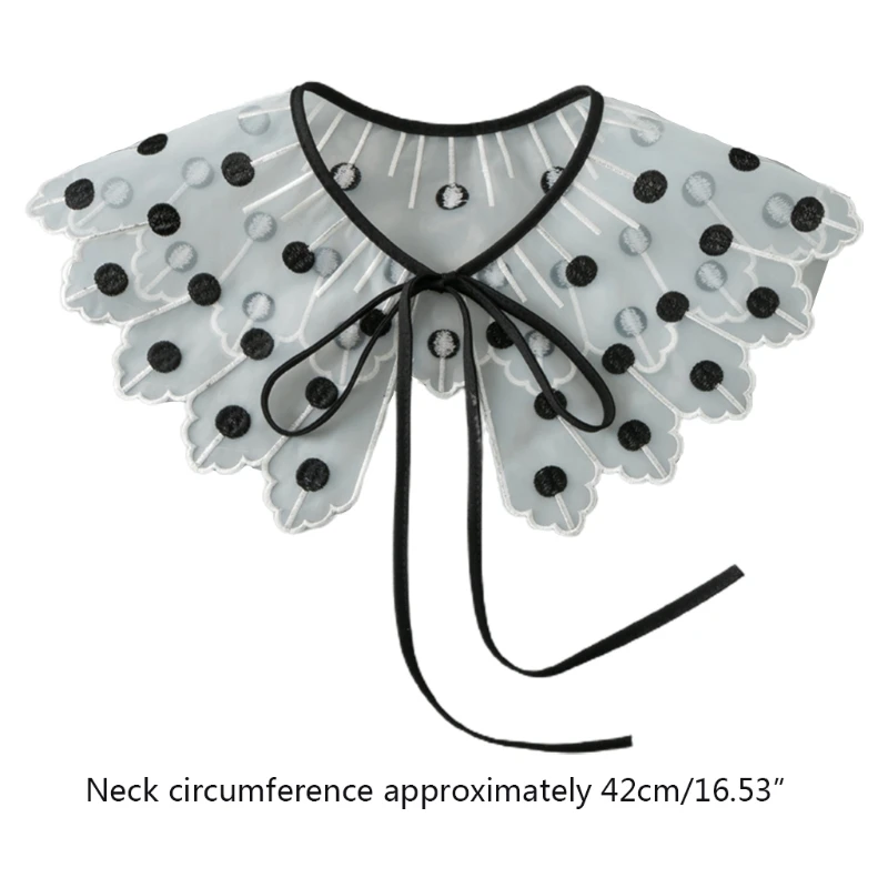 

Transparent Embroidered False Shirt Collar Women Organza Decorative Faux Collar Female Sweater Tie Choker Detachable Collar