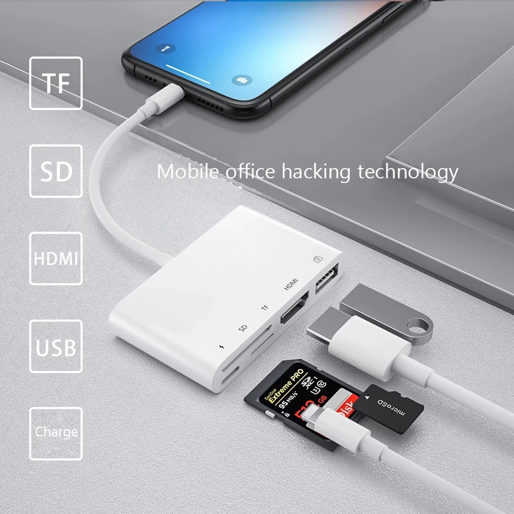 Lightning To 1080P HDMI Cable USB SD TF Card Reader Digital AV TV OTG Adapter Hub For iPhone X XR XS 11Pro Max SE iPad Mini Pro | Мобильные