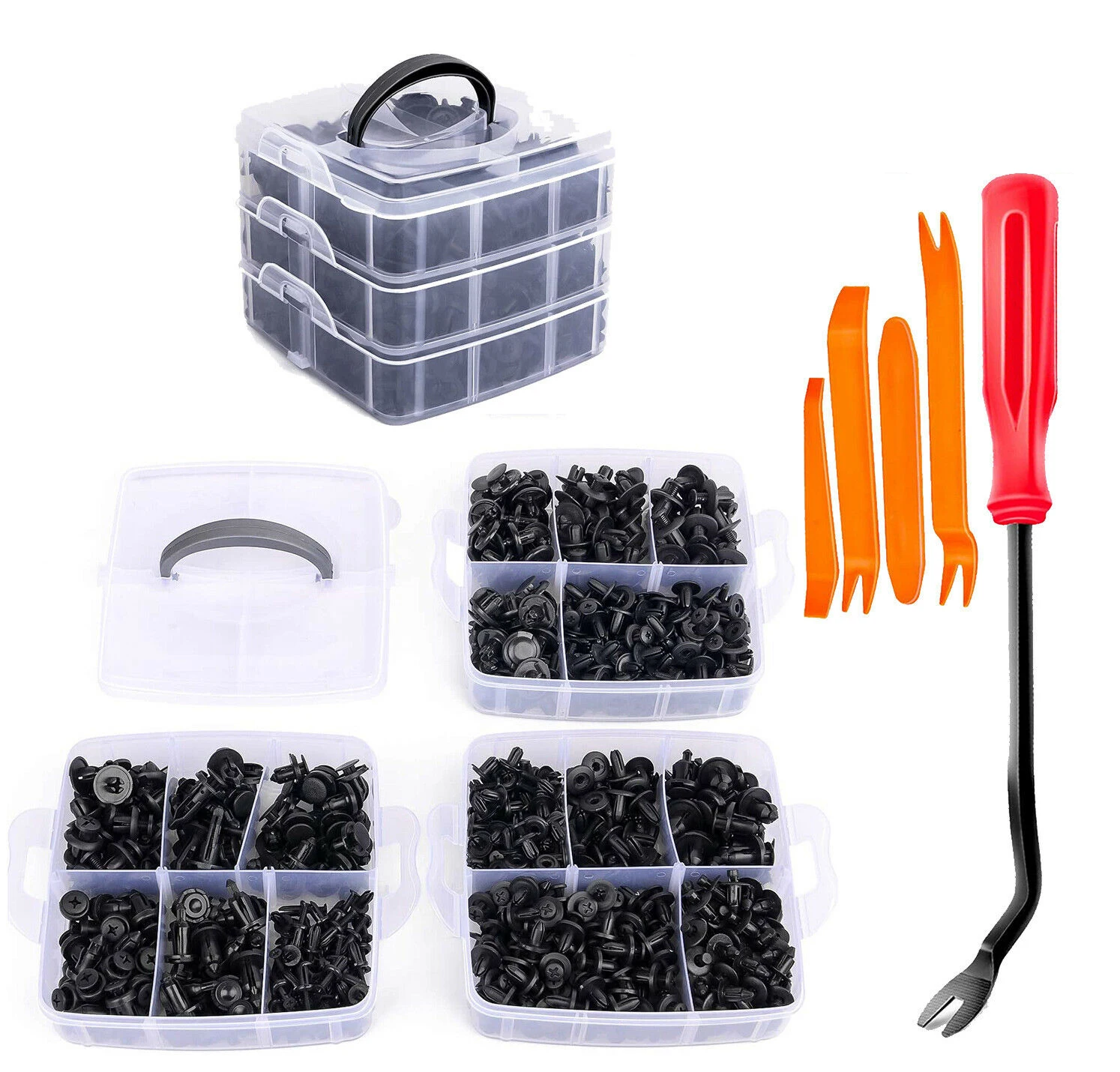 

630PCs Car Retainer Clips Auto Fasteners Push Trim Clips Pin Rivet Bumper Kit